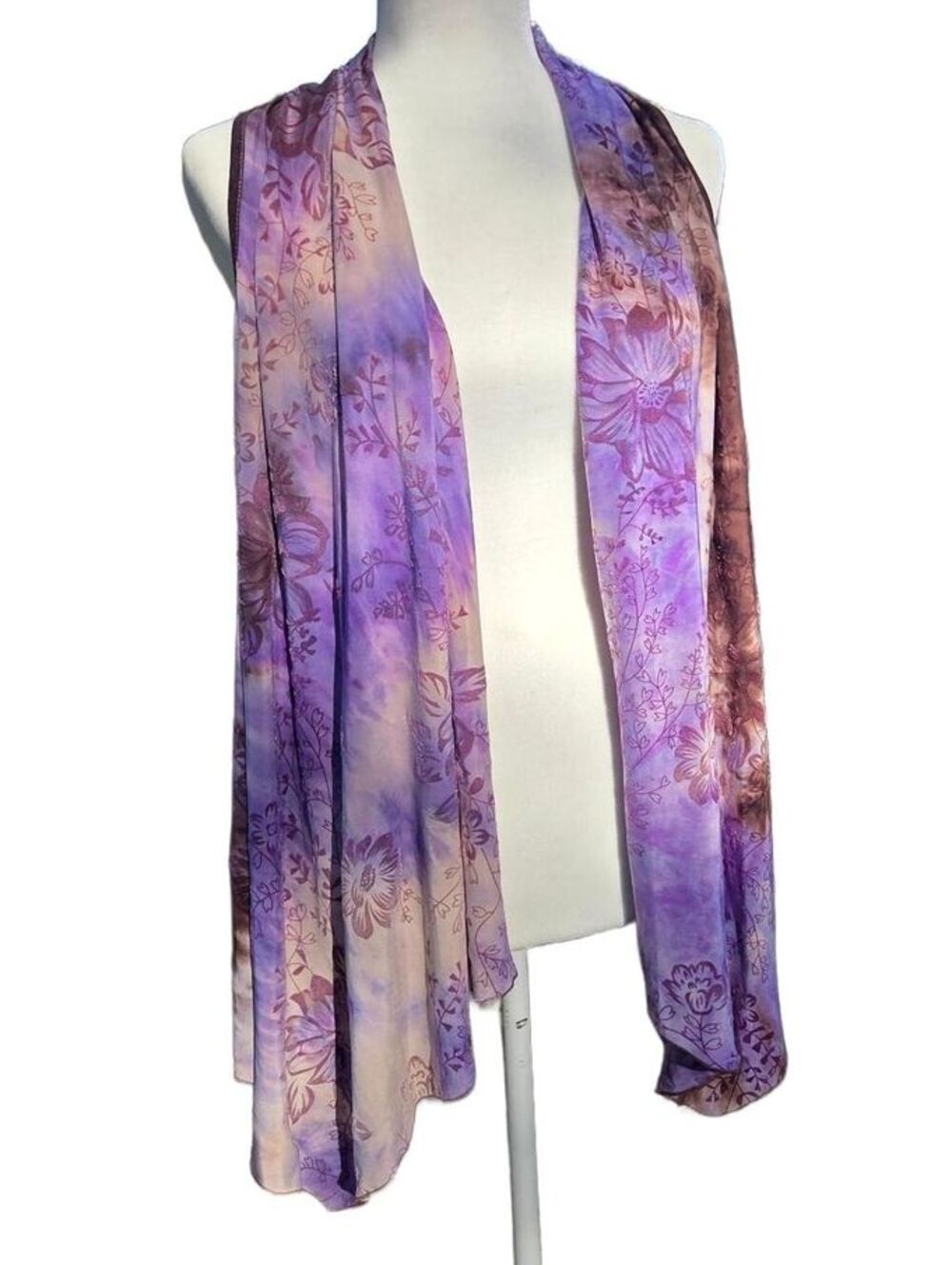 Serenade Purple Burnout Velvet Floral Tank Top 1X Y2K Fairy Grunge Cowl Neck